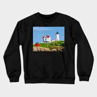 Nubble Lighthouse on a Sunny Day Crewneck Sweatshirt